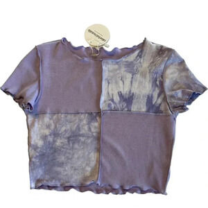 Colorful Natalie Y2K Patchwork Sequin Purple Crop Top Women’s Size Small NWT